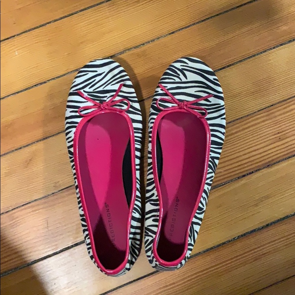Zebra Print Flats w/ Hot Pink Trim